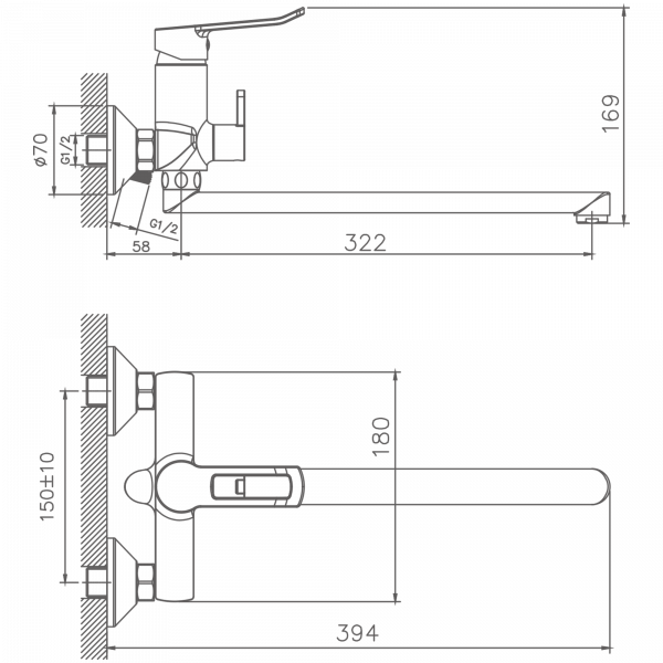 Смеситель для ванны Haiba HB 22556, хром