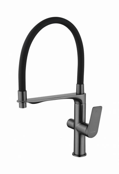 Смеситель для кухни с подключением фильтра, гибкий излив, латунь, оружейная сталь HB 76816-3