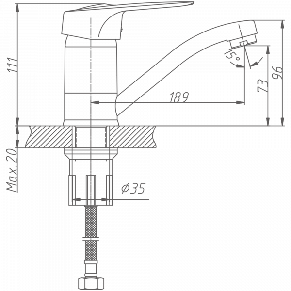 Смеситель для кухни Haiba HB 4504-2, хром