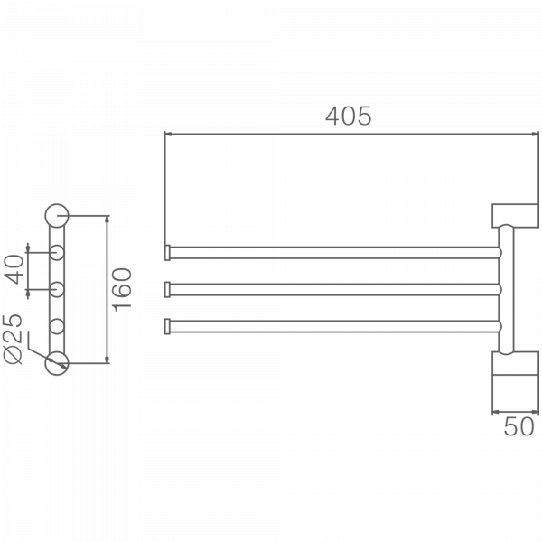 Держатель для полотенец, тройной, поворотный 400 мм, бронза HB 8413-4