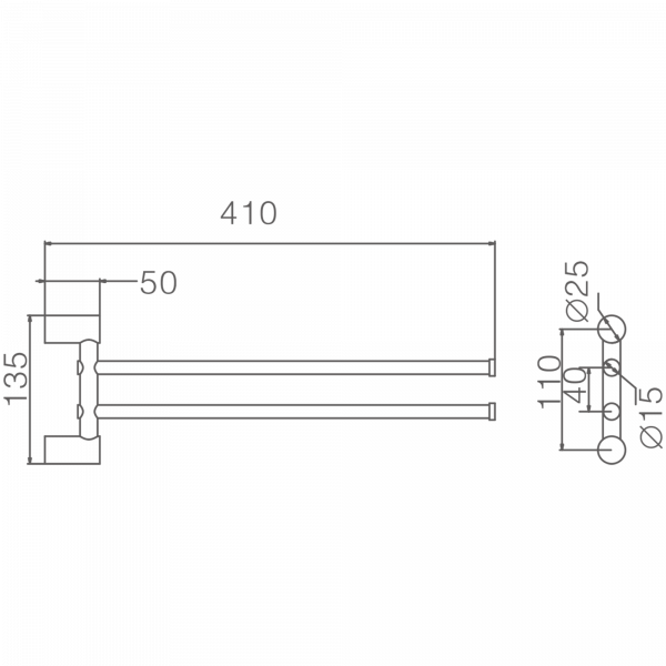 Держатель для полотенец, двойной, поворотный 400 мм, бронза HB 8412-4