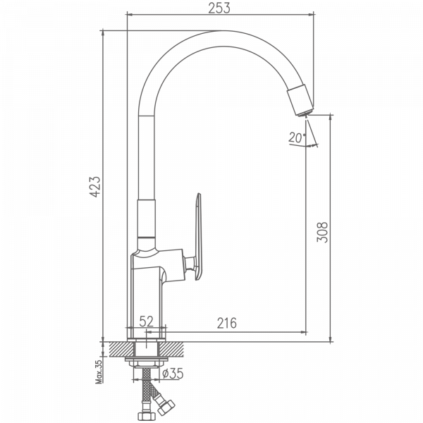 Смеситель для кухни Haiba HB 73548-8, белый