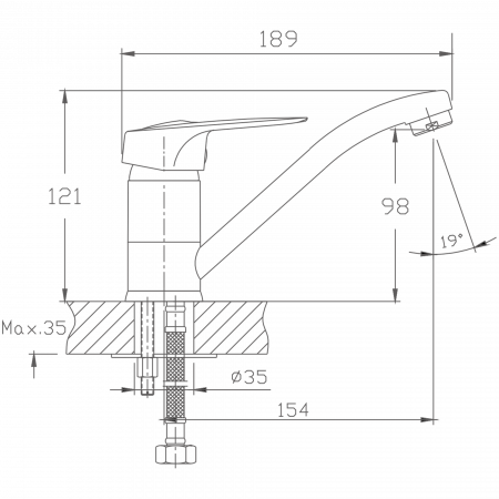 Смеситель для кухни Haiba HB 4537, хром