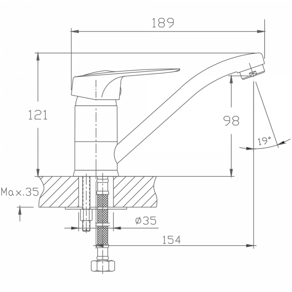 Смеситель для кухни Haiba HB 4537, хром