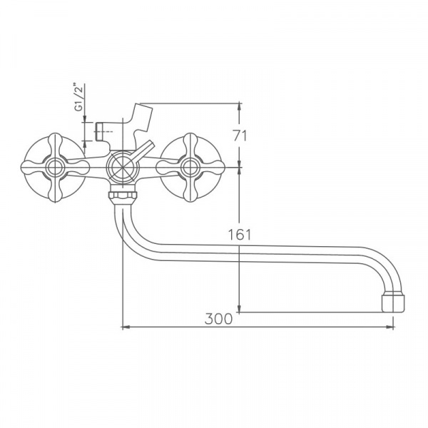 Смеситель для ванны Haiba HB 2208-2, хром