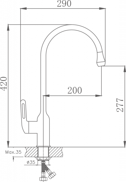 Смеситель для кухни, нержавеющая сталь, золото HB 41830-5