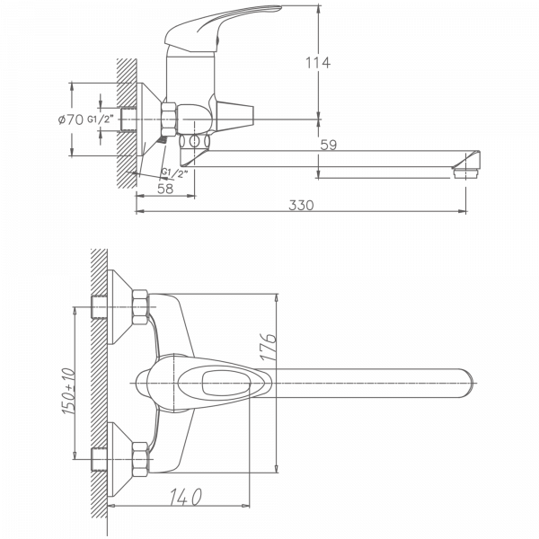 Смеситель для ванны Haiba HB 2203, хром