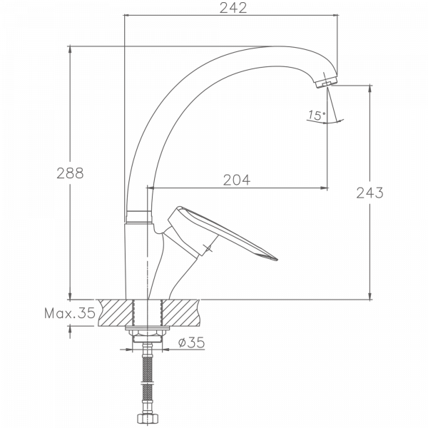 Смеситель для кухни Haiba HB 4107-2, хром