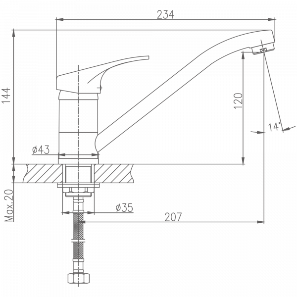 Смеситель для кухни Haiba HB 4913, хром
