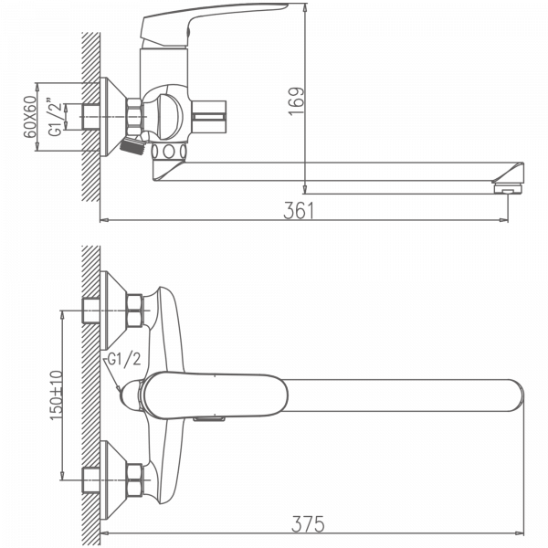 Смеситель для ванны Haiba HB 22183, хром