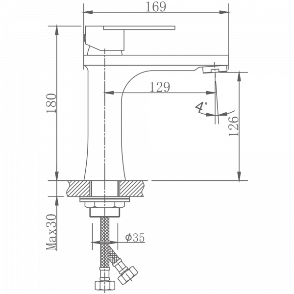 Смеситель для раковины, нержавеющая сталь HB 10807