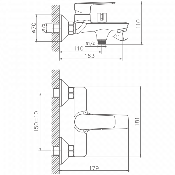 Смеситель для ванны Haiba HB 60563, хром