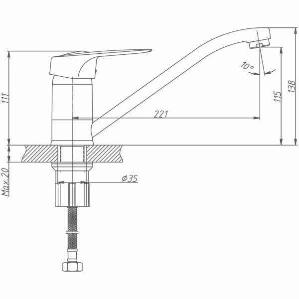 Смеситель для кухни Haiba HB 4904, хром
