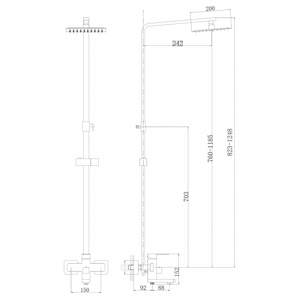 Душевая система, тропический душ, нержавеющая сталь, черный HB 23803-7