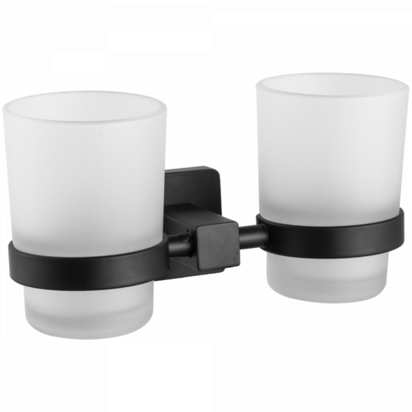 Держатель стакана , двойной, матовое стекло, черный HB 8908