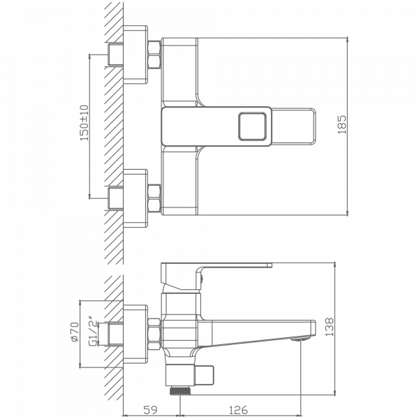Смеситель для ванны Haiba HB 60615-7, черный