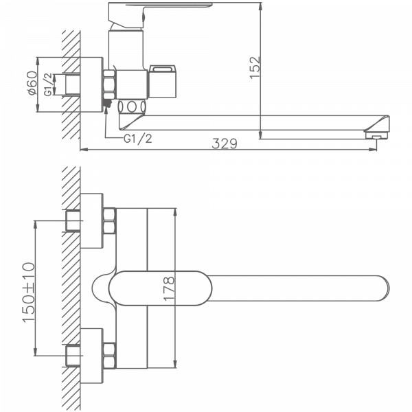 Смеситель для ванны Haiba HB 22590-7, черный