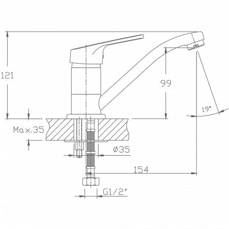 Смеситель для кухни Haiba HB 4516, хром