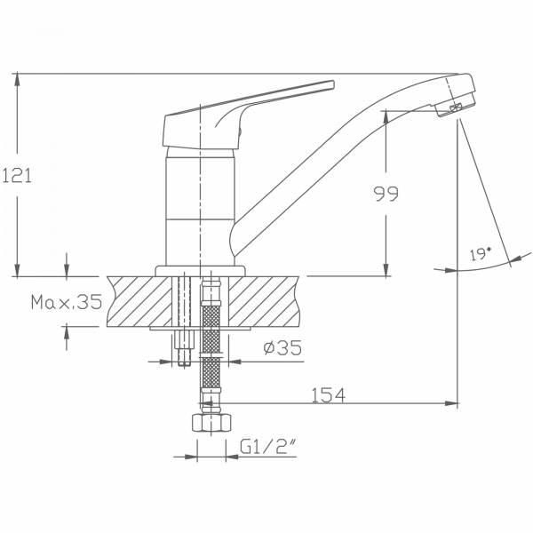 Смеситель для кухни Haiba HB 4516, хром