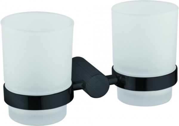 Держатель стакана , двойной, матовое стекло, черный HB 8408-7