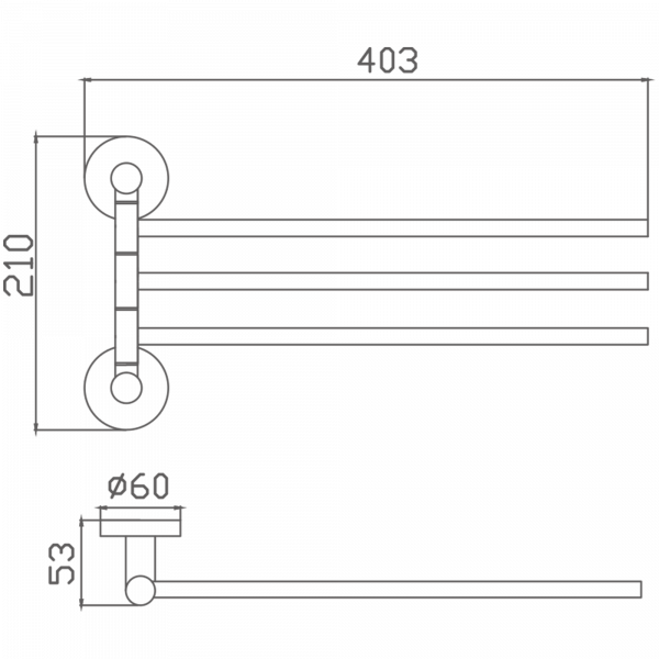 Держатель для полотенец, тройной, поворотный 400 мм, нержавеющая сталь HB 8313