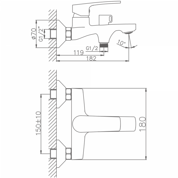 Смеситель для ванны Haiba HB 60587, хром