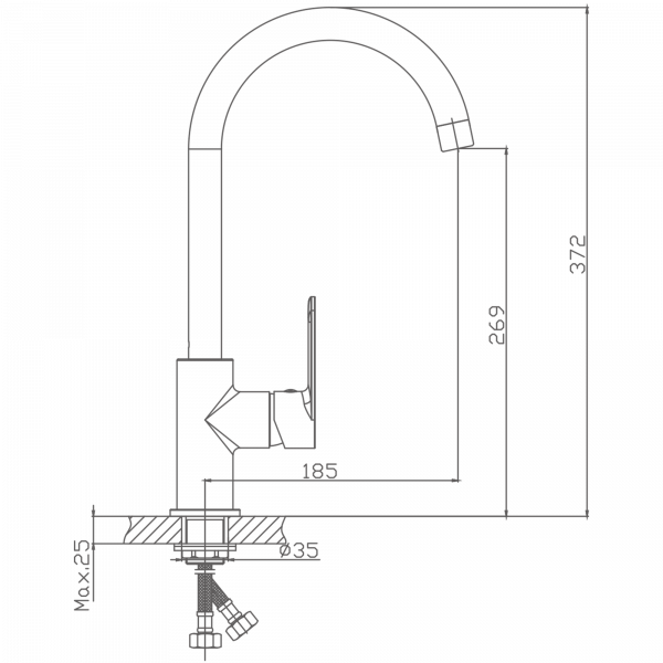 Смеситель для кухни Haiba HB 70617, хром