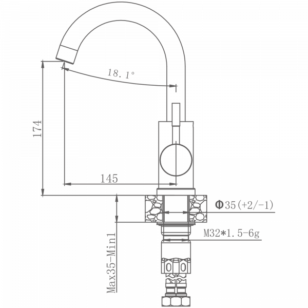 Смеситель для кухни Haiba HB 72304-3, сталь