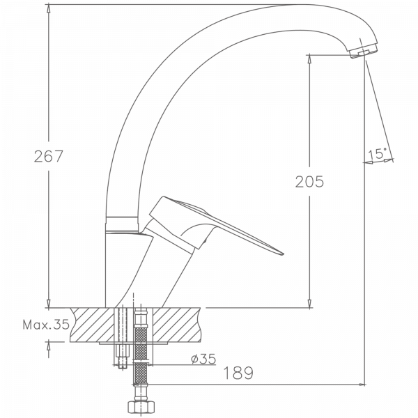 Смеситель для кухни Haiba HB 4104, хром