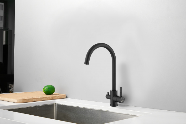 Смеситель для кухни с подключением фильтра, нержавеющая сталь, черный HB 43828-7