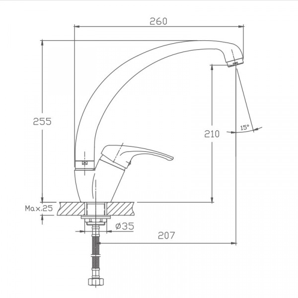 Смеситель для кухни Haiba HB 4113-7, черный
