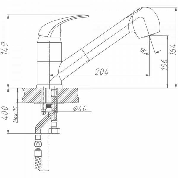 Смеситель для кухни Haiba HB 6003, хром