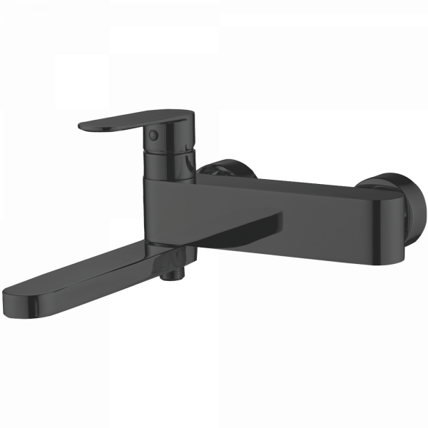 Смеситель для ванны короткий излив , латунь, черный
Комплектация: лейка, шланг 1,5м, держатель для лейки HB 61590-7