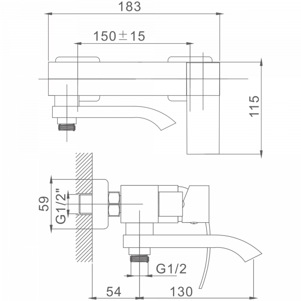 Смеситель для ванны, нержавеющая сталь
Комплектация: лейка, шланг 1,5м, держатель для лейки HB 60815