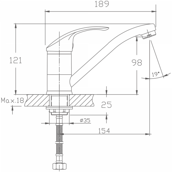 Смеситель для кухни Haiba HB 4536-2, хром
