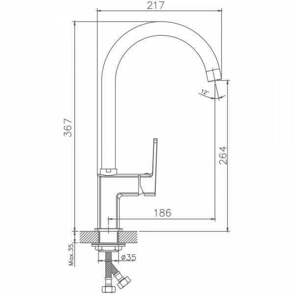 Смеситель для кухни Haiba HB 70176, хром