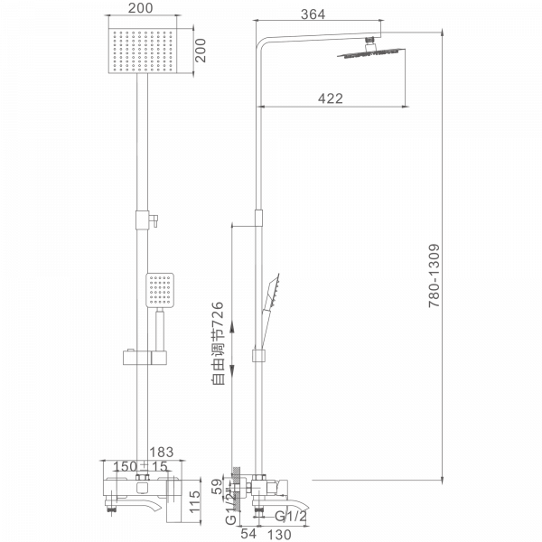 Душевая система, тропический душ, нержавеющая сталь
Комплектация: лейка, шланг 1,5м, держатель для лейки HB 24815