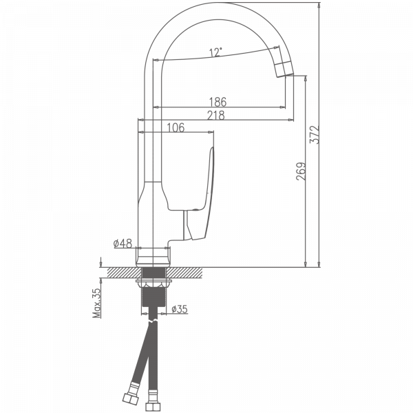 Смеситель для кухни Haiba HB 70183, хром