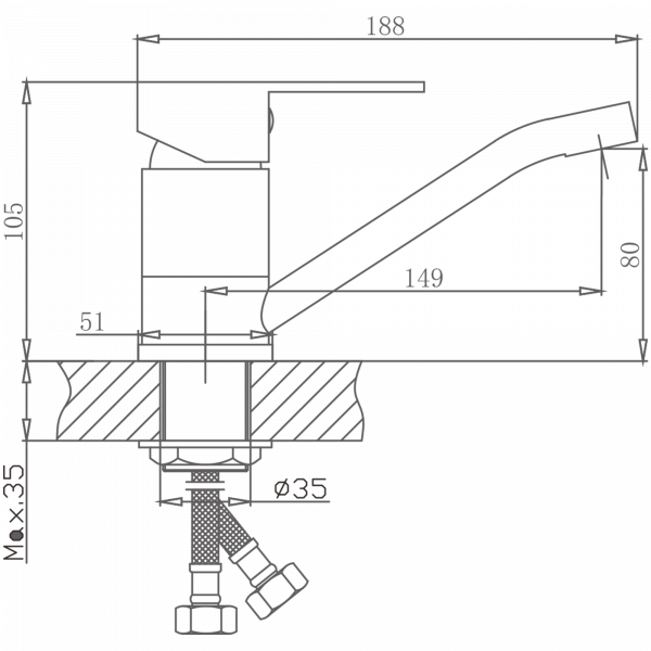 Смеситель для кухни Haiba HB 45802, сталь