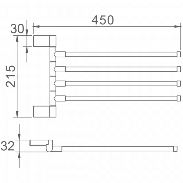 Полотенцедержатель 4-е рога Haiba HB 8814