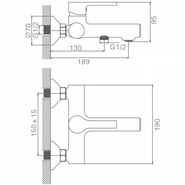 Смеситель для ванны, латунь, черный
Комплектация: лейка, шланг 1,5м, держатель для лейки HB 60652-7