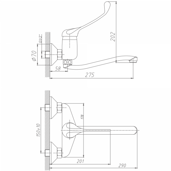 Смеситель для кухни с хирургической ручкой Haiba HB 4654, хром