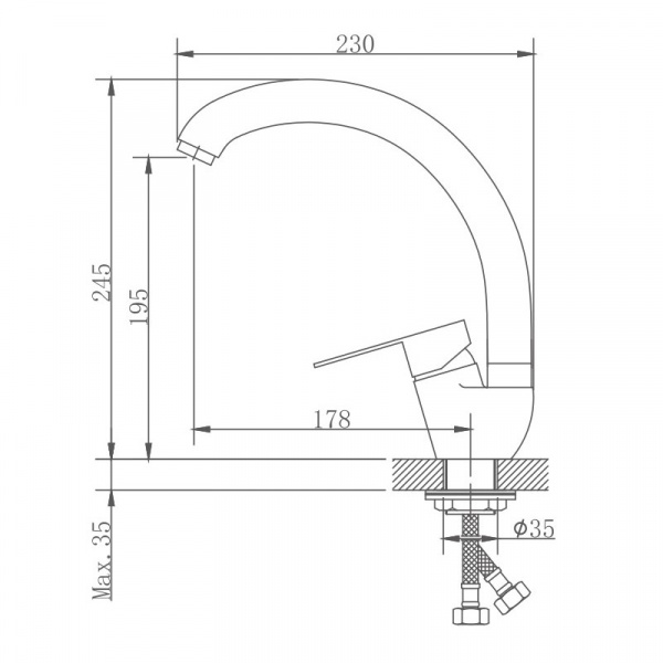 Смеситель для кухни Haiba HB 41801-2, сталь