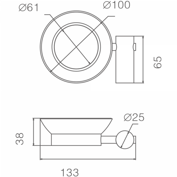 Мыльница стеклянная, бронза HB 8402-4