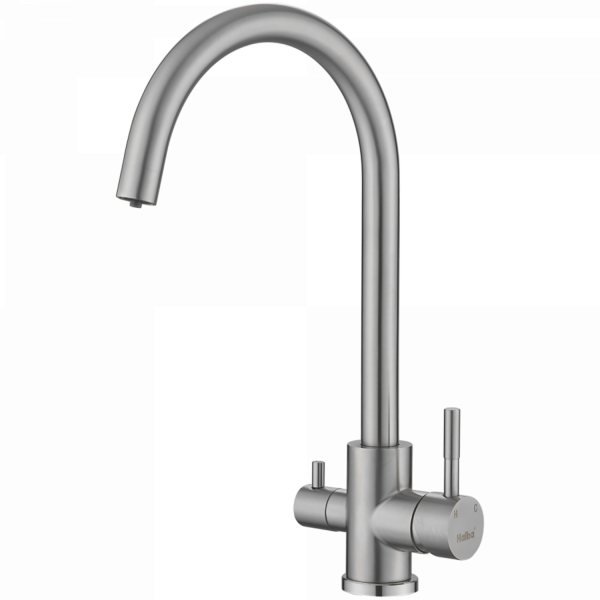 Смеситель для кухни с подключением фильтра, нержавеющая сталь, сатин  HB 43828
