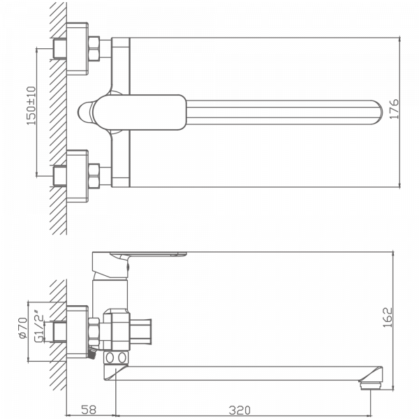 Смеситель для ванны Haiba HB 22617, хром