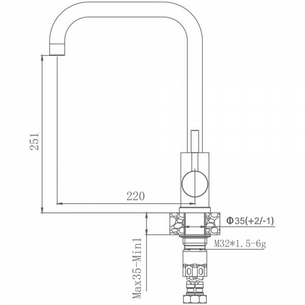 Смеситель для кухни Haiba HB 71304-4, сталь