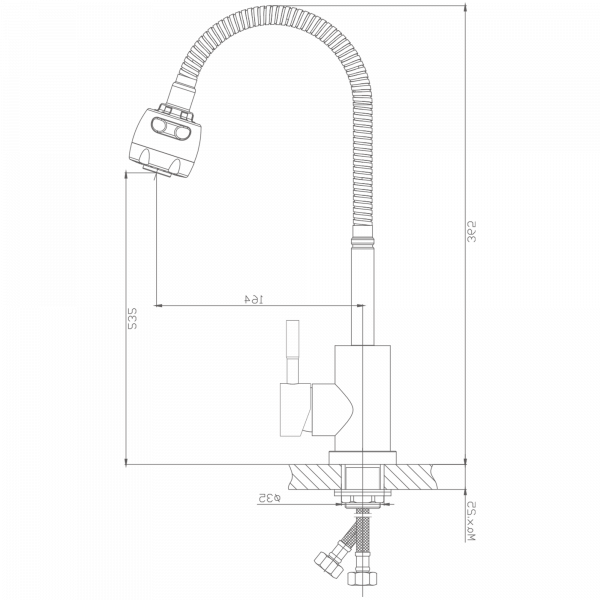 Смеситель для кухни Haiba HB 73304, сталь