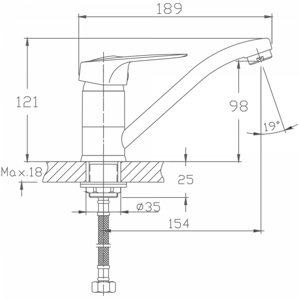 Смеситель для кухни Haiba HB 4537-2, хром