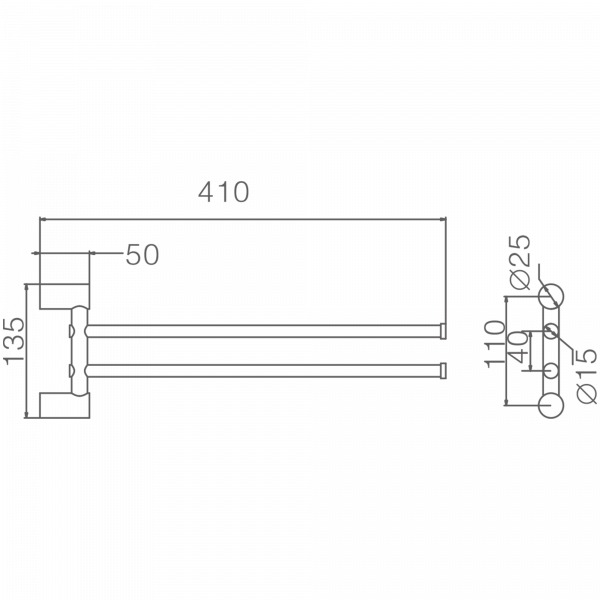 Держатель для полотенец, двойной, поворотный 400 мм, хром HB 8412